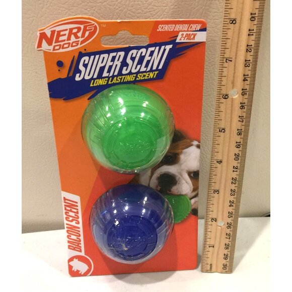 NERF DOG Super Scent Bacon Scented Dental Ball Chews Set of 2 - Picture 3 of 3